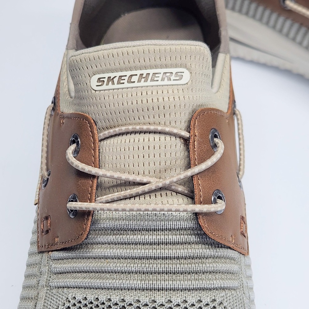 Skechers Slip-Ins Shoes Mens Size 14 Beige Knit Boat Comfort Casual 210606W - Picture 2 of 13